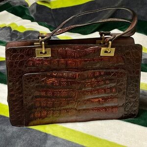 Jordan Marsh 100% Genuine Crocodile Leather Vintage Brown Purse